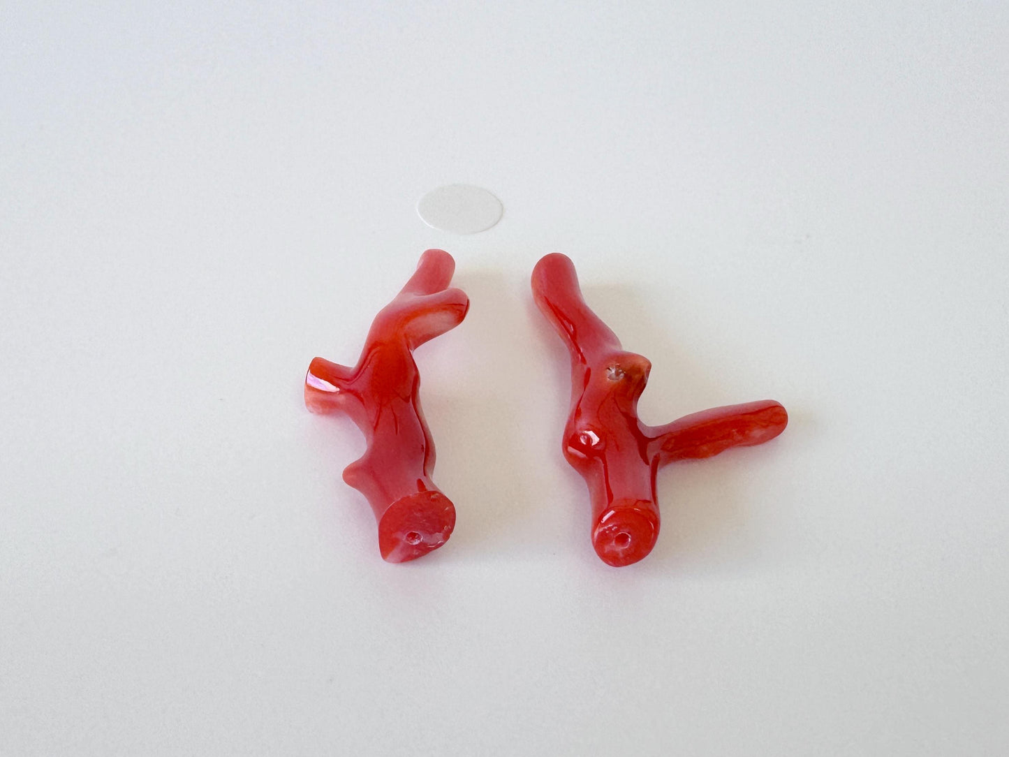 Red Coral Branch Set: Natural Aka Coral for Jewelry Making (31-32mm), Hole on Top
