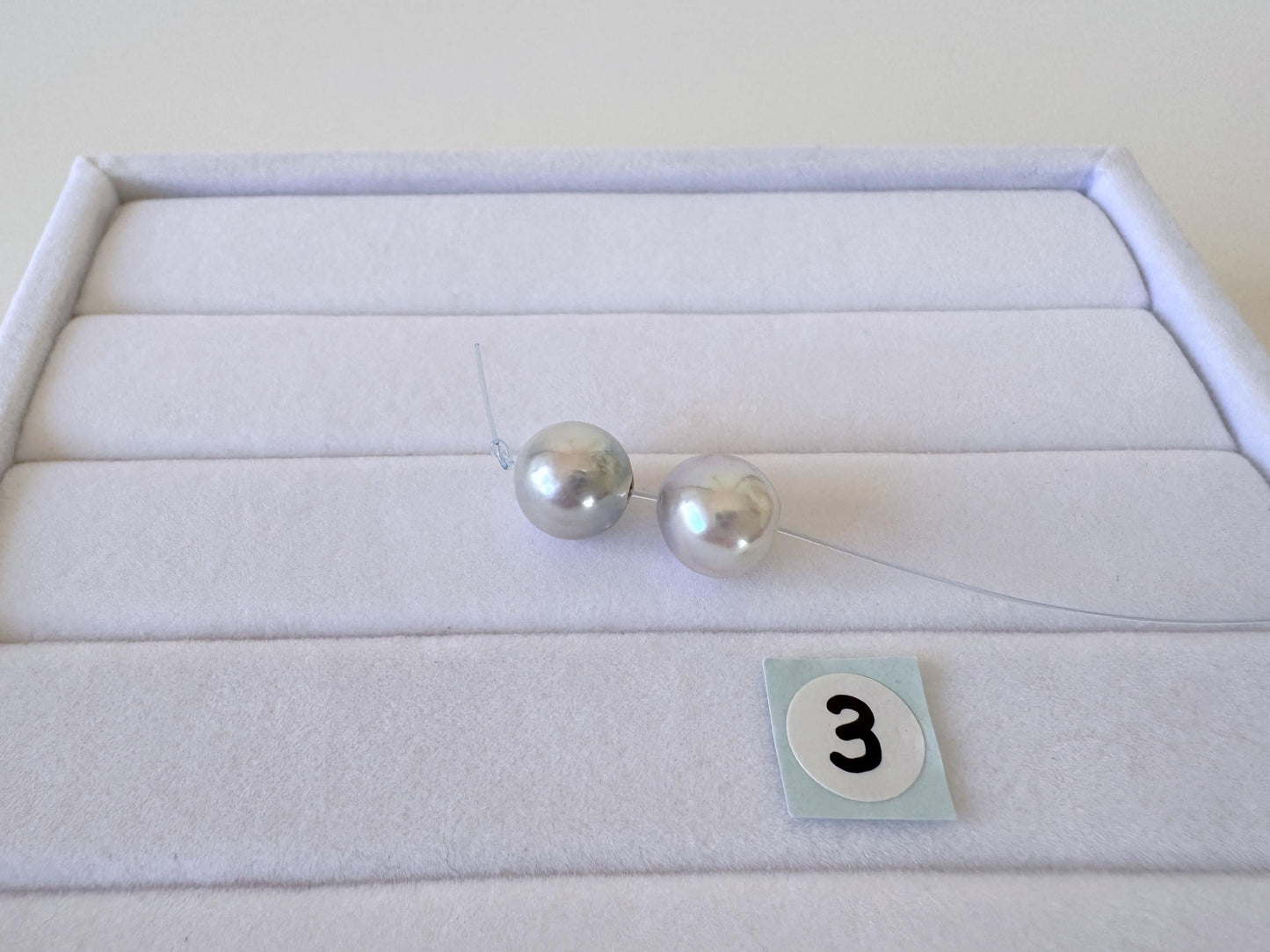 Akoya Pearl Beads Japanese Cultured Saltwater - Natural Blue Silver 8-8.5mm Mini Strand, 2Pcs