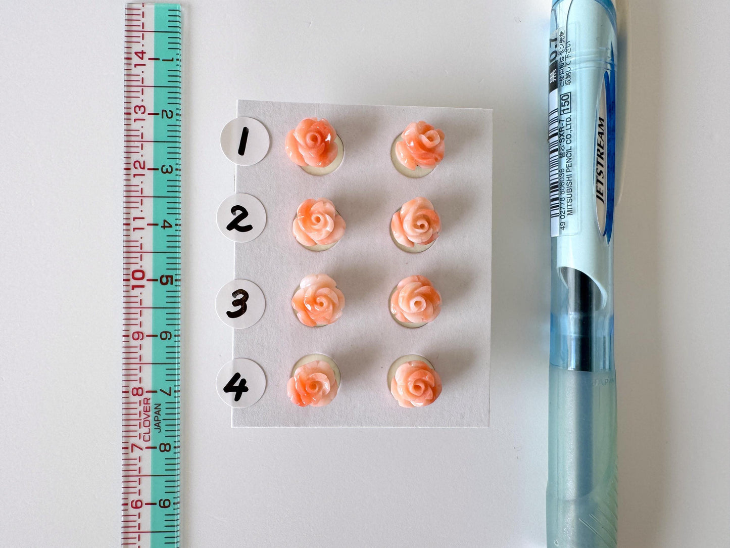 Hand-Carved Coral Rose Stud Earrings: Titanium Posts, Pink-Orange Genuine Coral