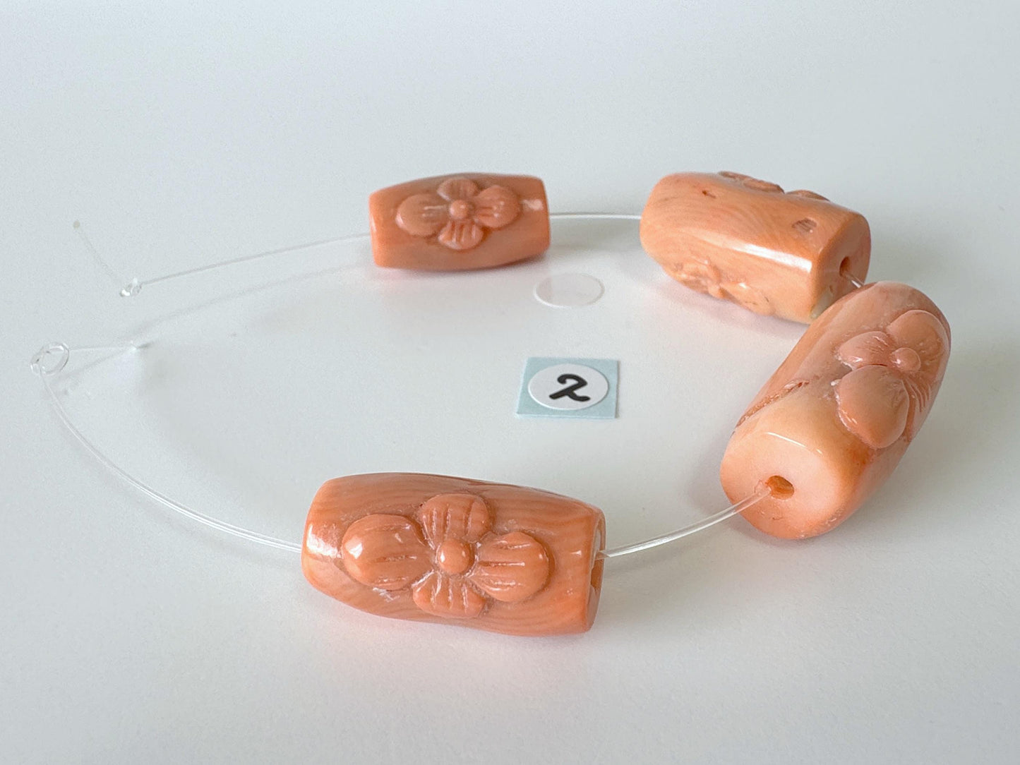 Orange Bamboo Coral Short Strand Beads, Set of 4 pcs., Flower-Carved Cylinder Shaped Beads, Orange Sea Bamboo, price per strand  (dyed)