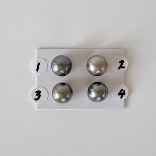 Japanese Black/Peacock Black Akoya Pearl 9.3-9.7mm, Half-Drilled Round loose, Price per Piece, Salt water pearl