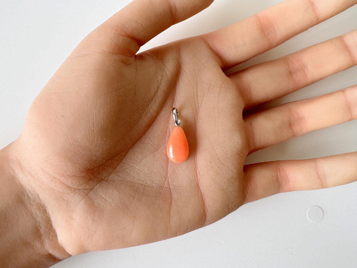 Coral Pendant Pear Shaped Natural Deep Sea Coral: Pink-Orange Tones, Silver Bail (14x8.8mm, Jewelry)