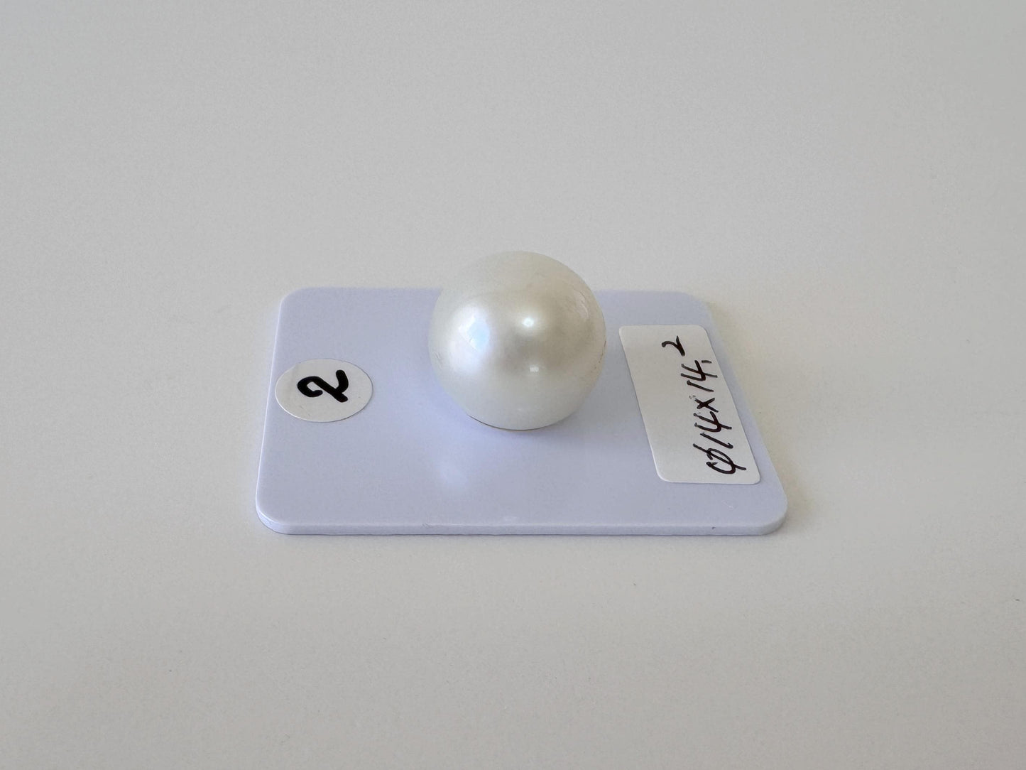 South Sea Pearl Cultured 14mm - Natural White Half Drilled Near Round Loose Gemstone