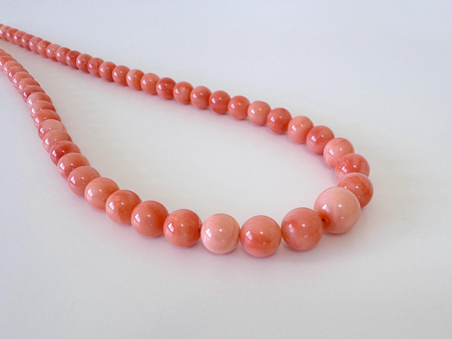 Natural Coral Beads - Deep Sea Coral Round Strand 4.9-9.3mm | Pink Orange Gradation 15.7in Jewelry Making