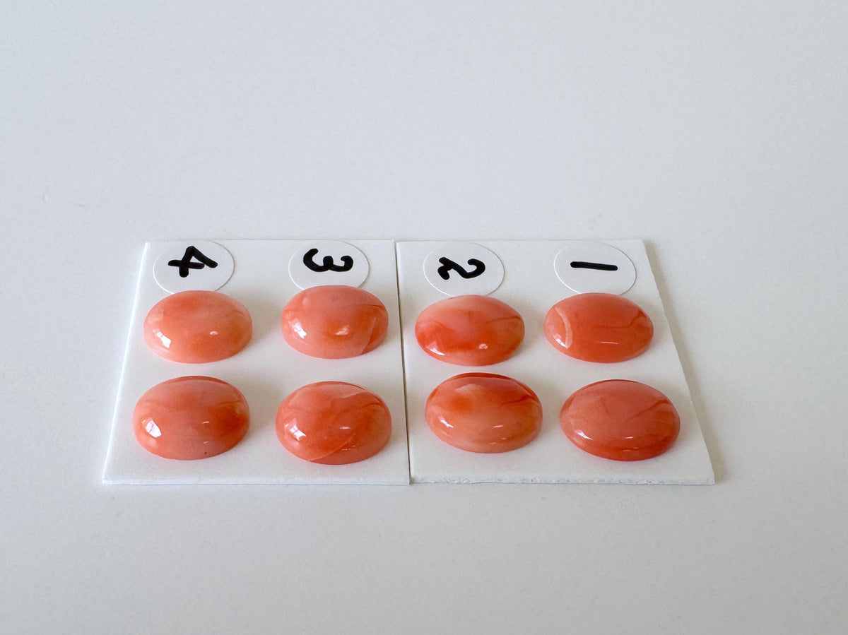 Deep Sea Coral Cabochons: Natural Orange/Pink Oval Gemstones, 10x8mm (2 pcs), Value Priced for Reason of Natural Defects
