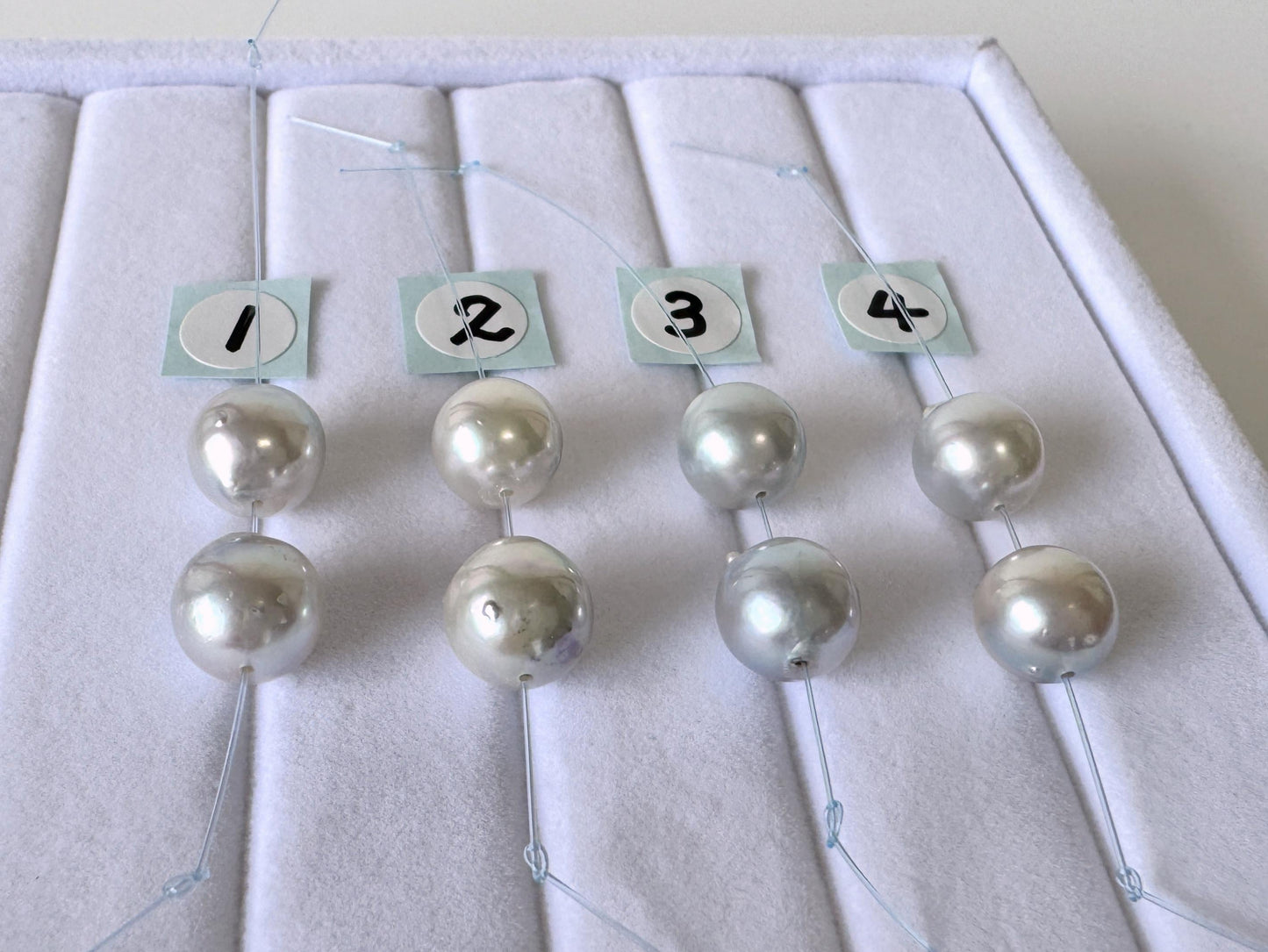 Japanese Akoya Pearl Beads Natural Blue Silver, Cultured Saltwater (8-8.5mm, Mini Strand, Genuine Jewelry Supplies), 2 Pcs