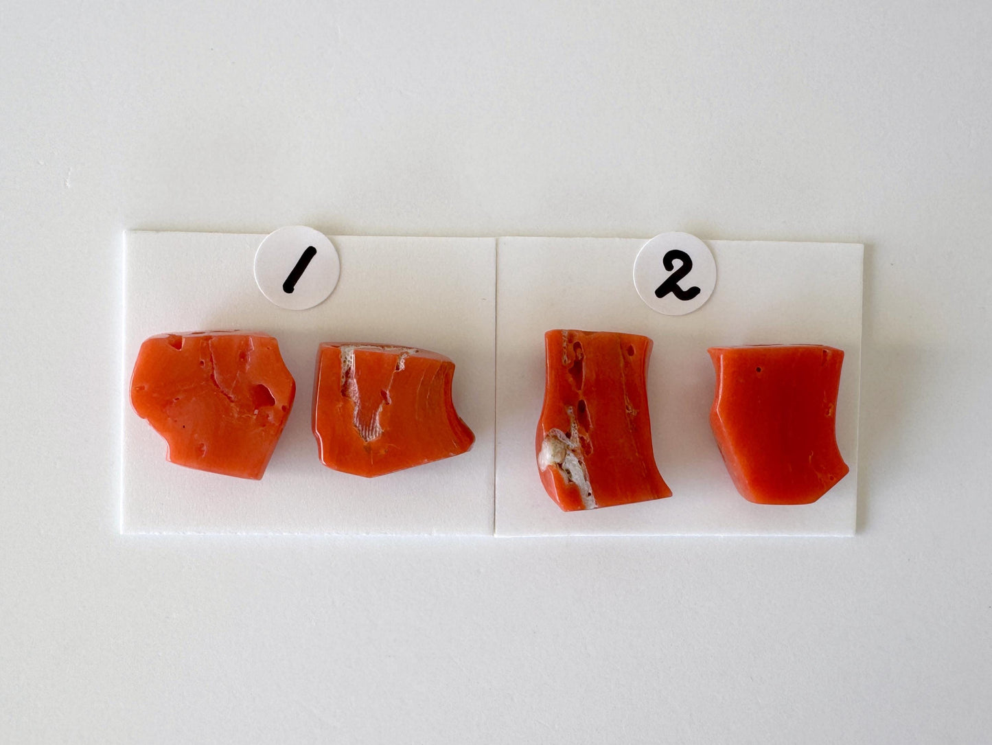 Mediterranean Coral Loose Gemstone: Natural Red-Orange Tones - Untreated, Top-hole, Jewelry Making Supplies, Per Pair