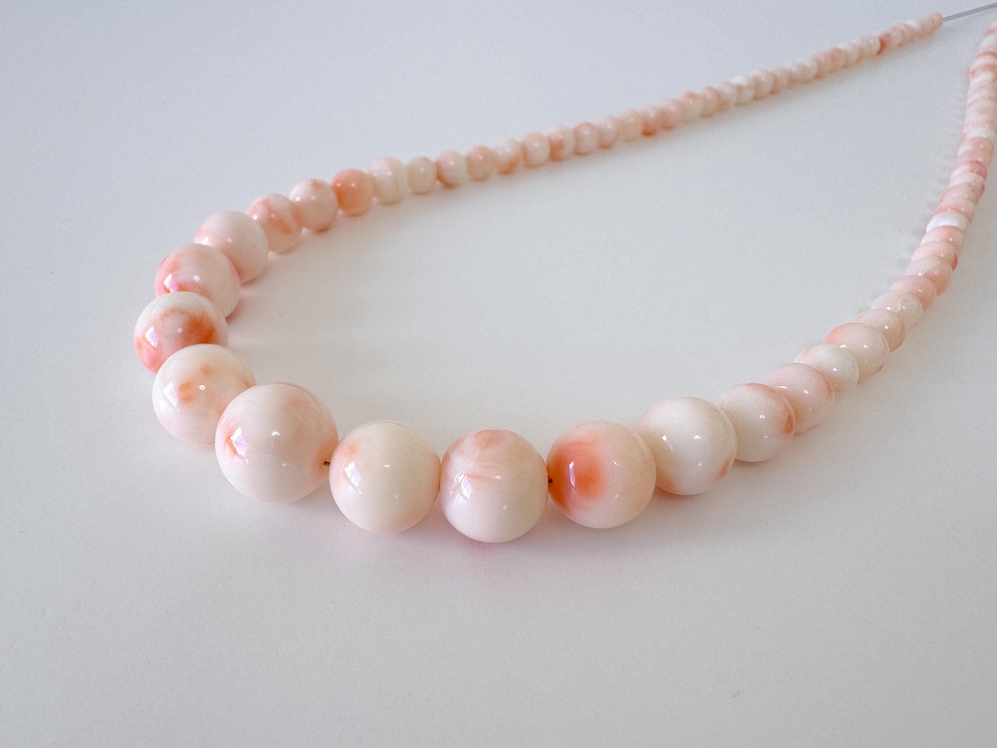 Natural Coral Strand - Deep Sea Coral Round Beads, Pink & Orange Gradation, 4-11.2mm, 15.7in