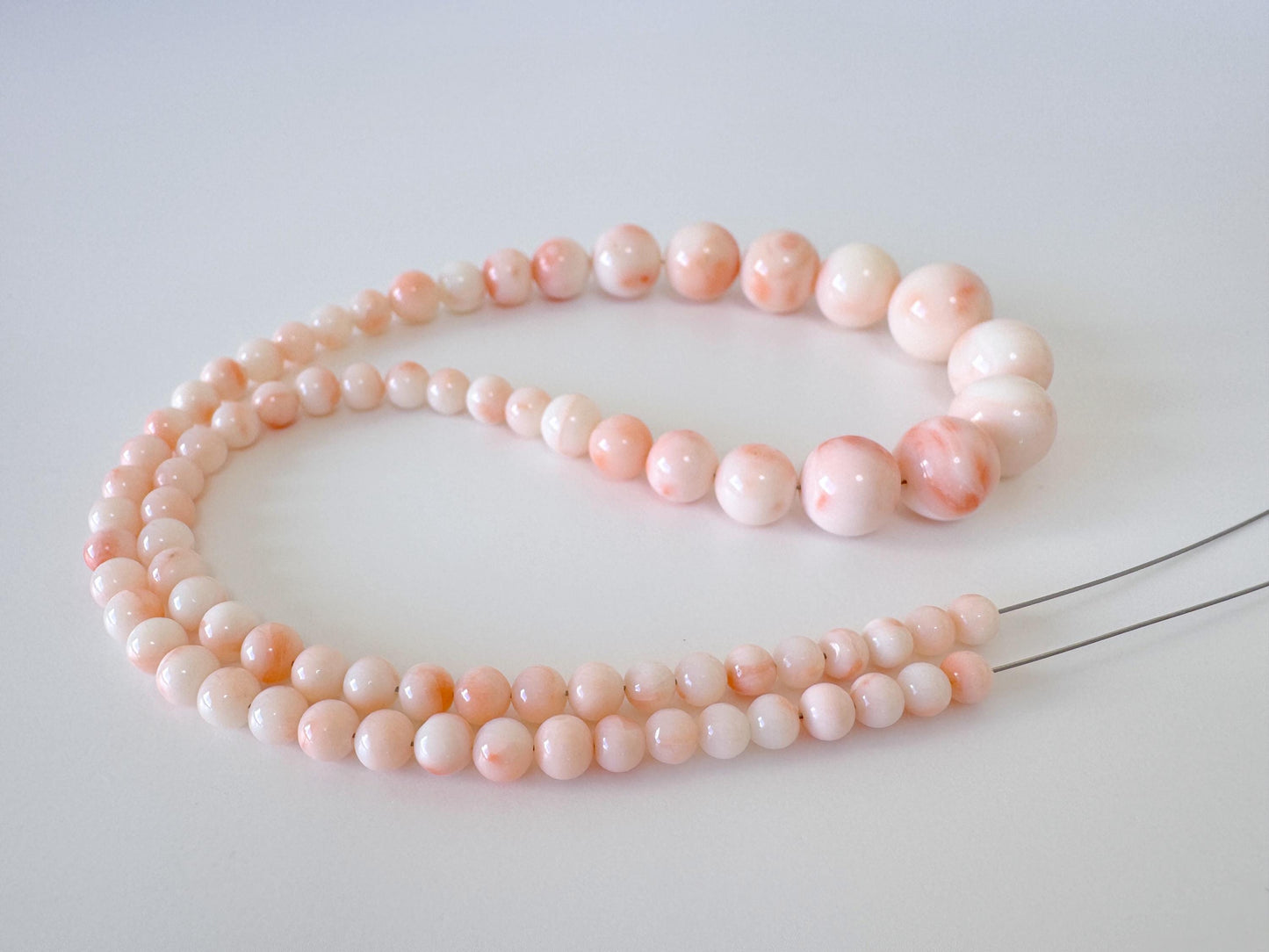 Natural Coral Strand - Deep Sea Coral Round Beads, Pink & Orange Gradation, 4-11.2mm, 15.7in
