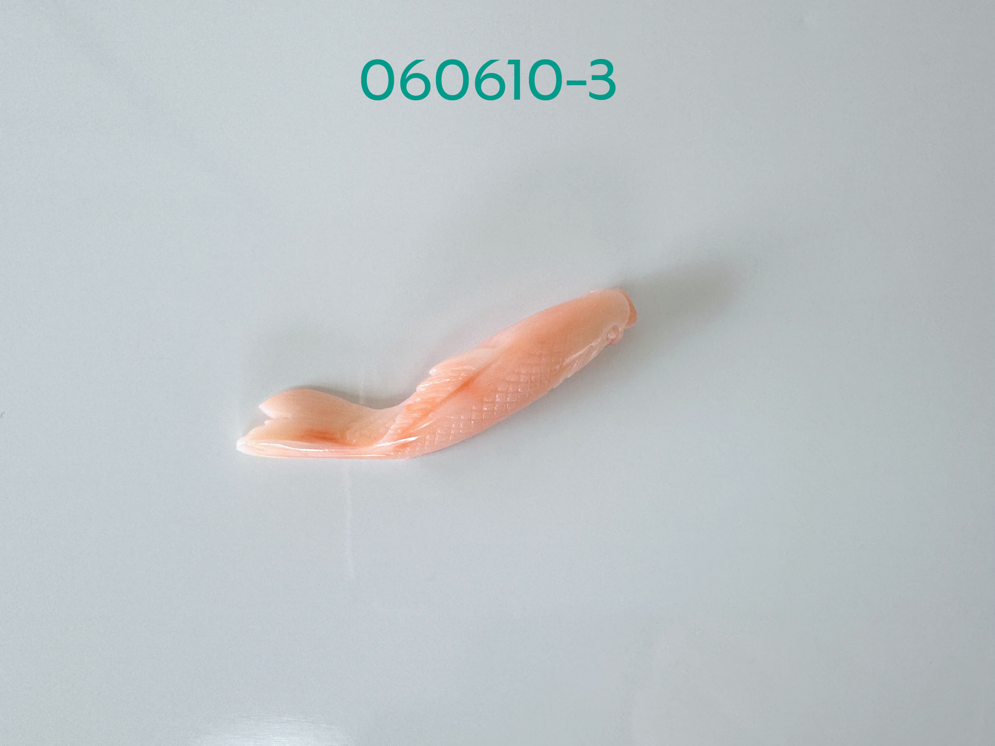 a piece of salmon on a white surface