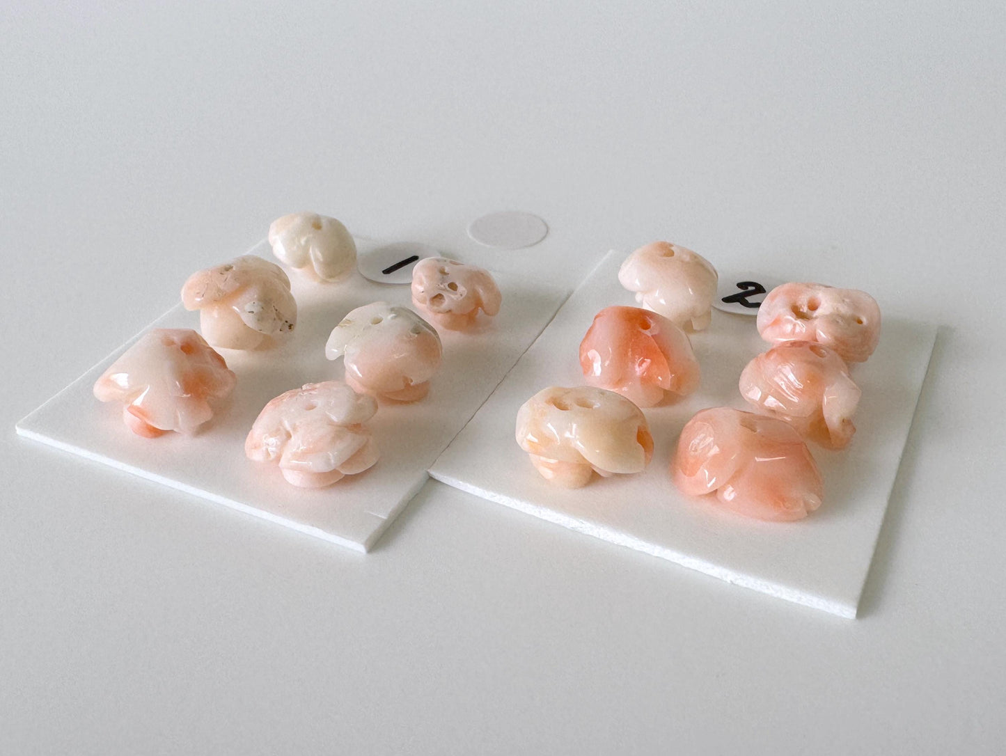 Mix set of 6 pcs of Natural Pink Deep Sea Coral Rose Carvings 7.5-10mm, Natural color, Value priced for reason of defects / Irregular shapes