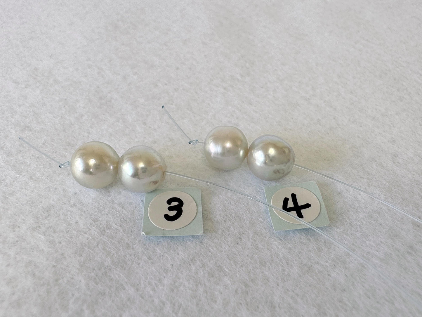 Japanese Blue/Silver (Natural color) Akoya Pearl Beads, 8-8.5mm, Mini Strand, 2 Pieces, Short Strand, Salt water pearl, Genuine Akoya Pearl