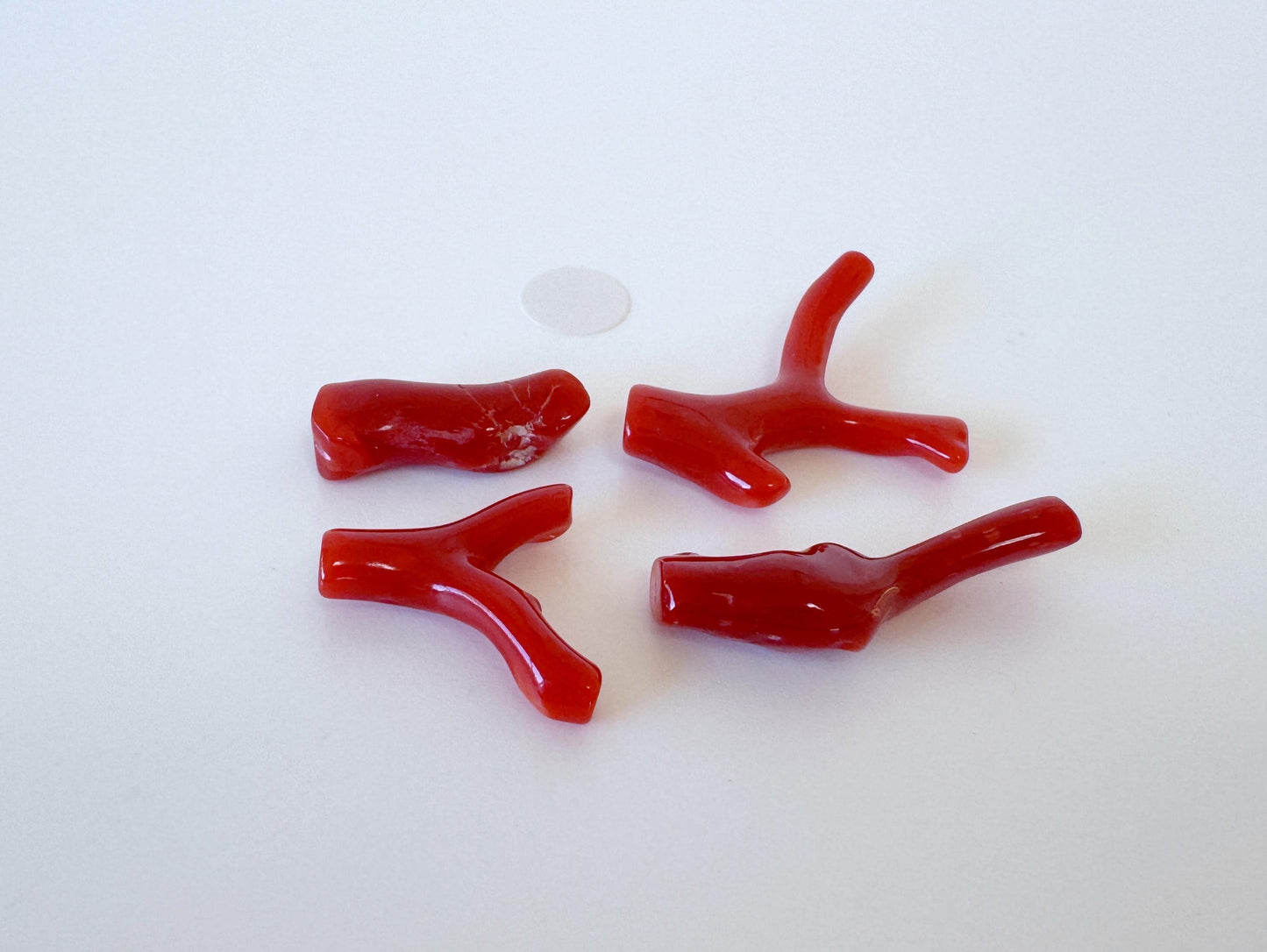 Red Coral Branch Set: Natural Aka Coral for Jewelry Making (16-24mm), Hole on Top (4 Pcs)