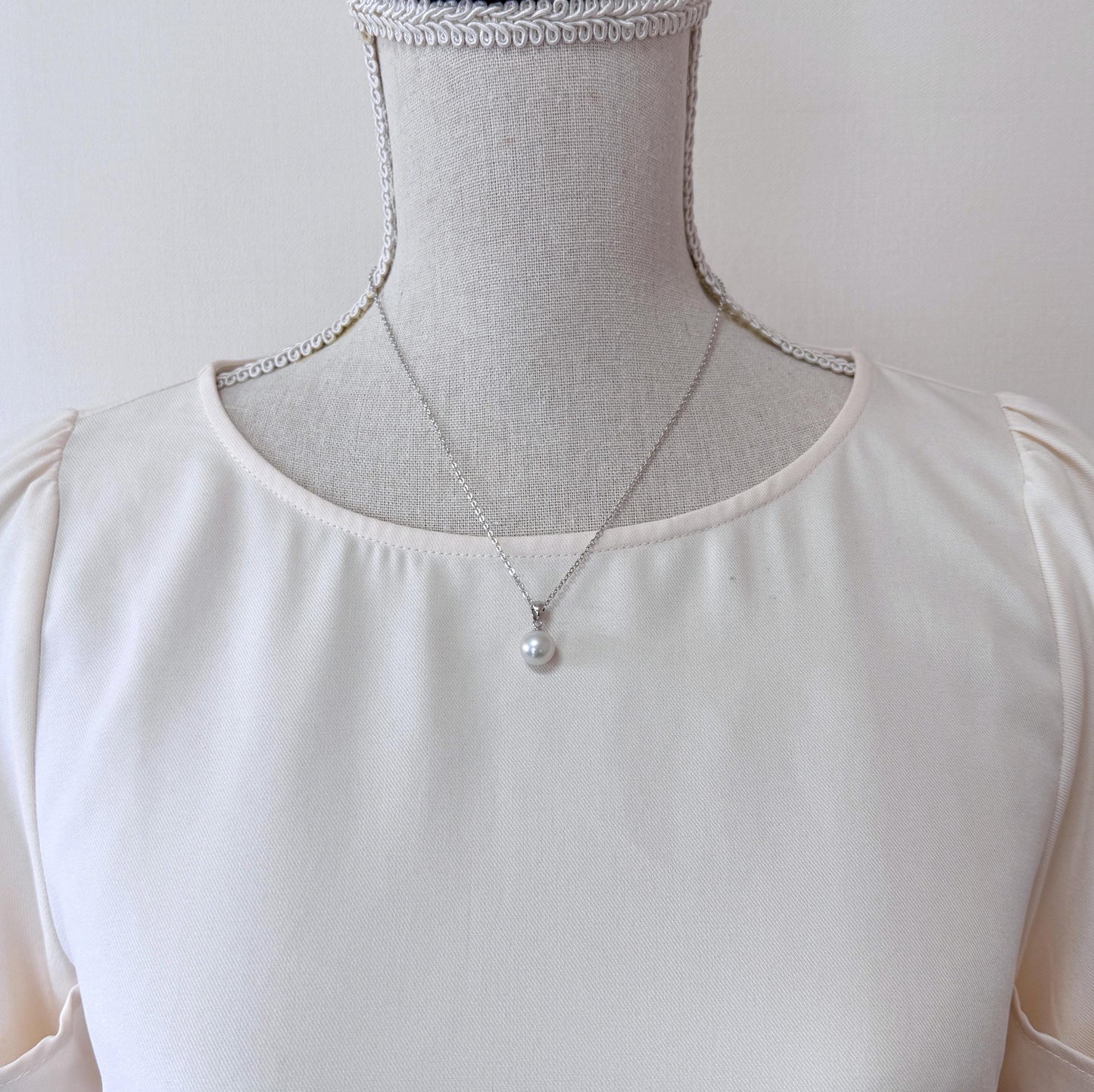 Japanese Natural Light Blue Color Akoya Pearl Pendant, 9.5mm, Silver 925 Bail, Genuine Akoya Pearl, Salt water cultured pearl