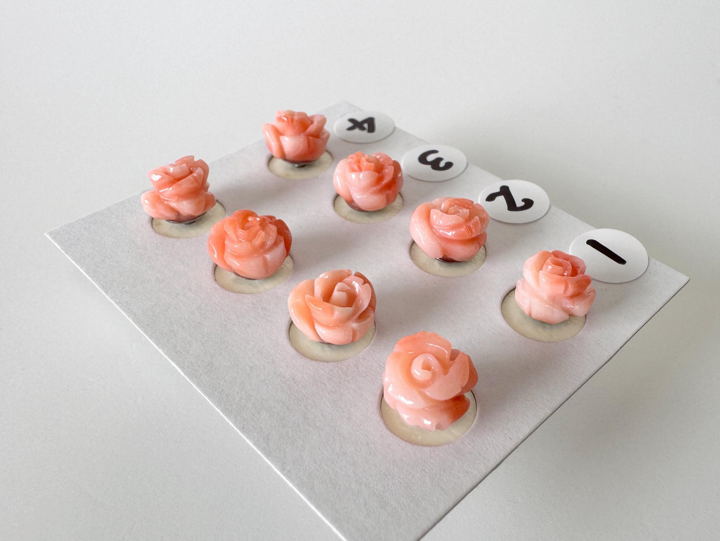 Hand-Carved Coral Rose Stud Earrings: Titanium Posts, Pink-Orange Genuine Coral