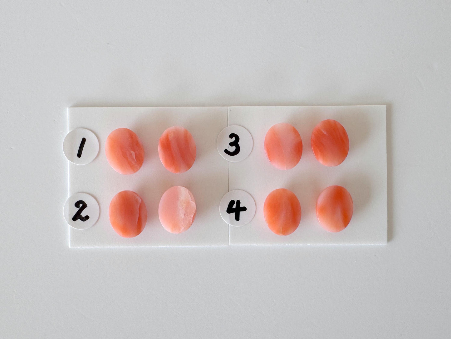 Deep Sea Coral Oval Cabochons Natural Pair, Orange Pink Shades (10x8mm, Undrilled, Genuine Coral Gems)