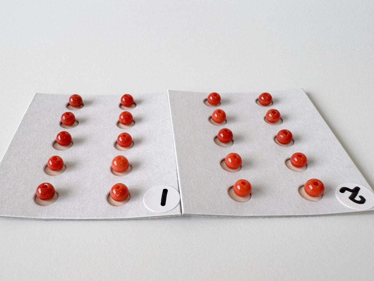 Mediterranean Red Coral Round Loose: Natural Gemstone Beads for Jewelry Making (3.7-4mm, Half-Drilled Hole, Set of 10)