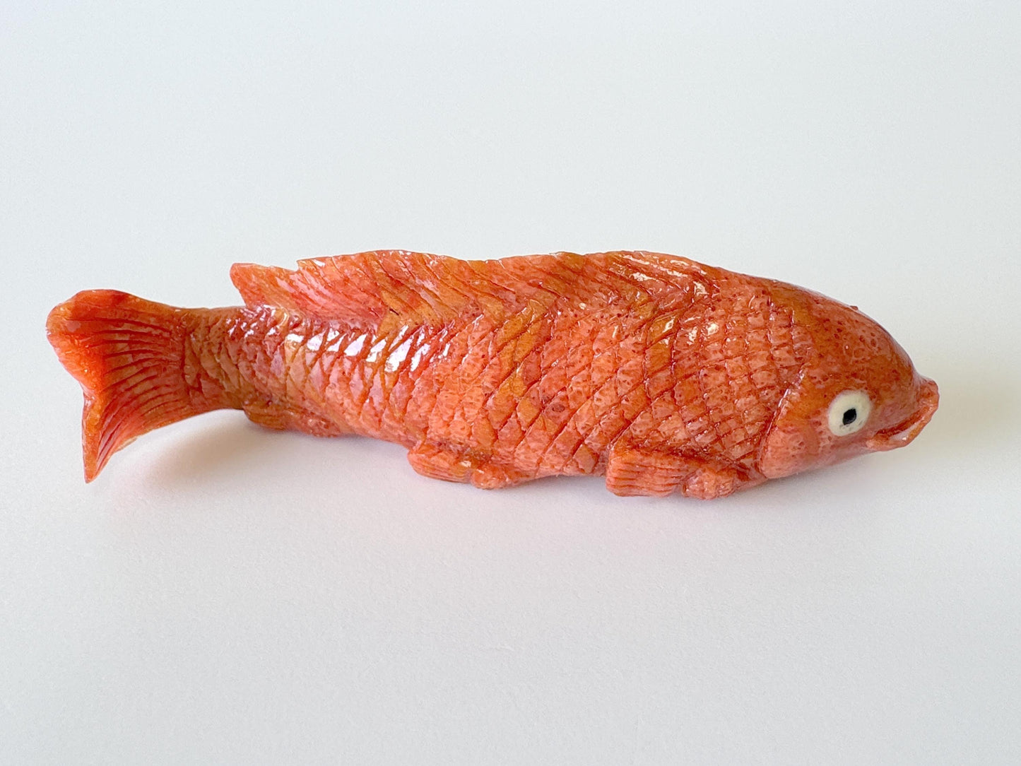 64mm Natural Sponge Coral Carp Carving Loose, Apple Coral Fish Carving, For Display, For Decoration, For Accessory Making