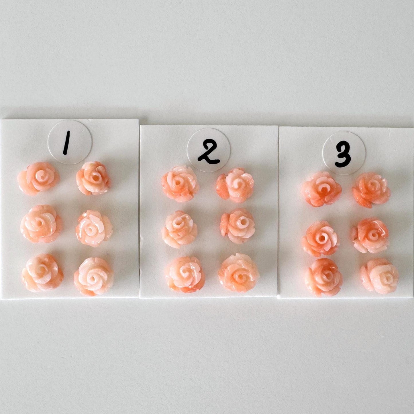 Deep Sea Coral Rose Carvings Natural Pink, Handcrafted Jewelry Beads (6pcs, 6-7mm, Genuine Coral)
