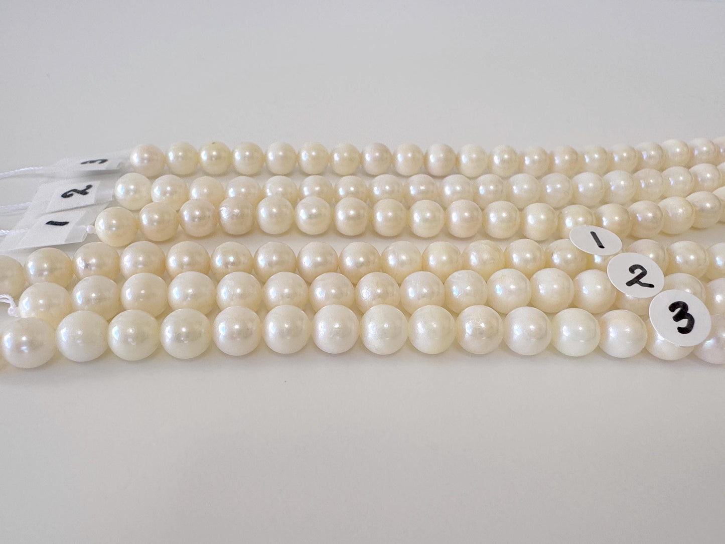 6.5-7mm Japanese White/Off-white Akoya Pearl Beads, Genuine Akoya Pearl, Full Strand, 40cm , 15.7", Cultured Salt water pearl