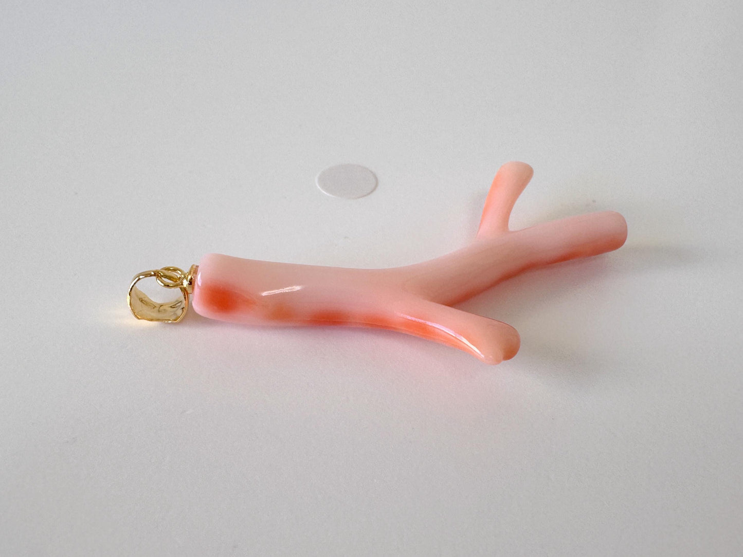 Natural Deep Sea Coral Branch Pendant: Gold-Plated Silver Bail, 46mm