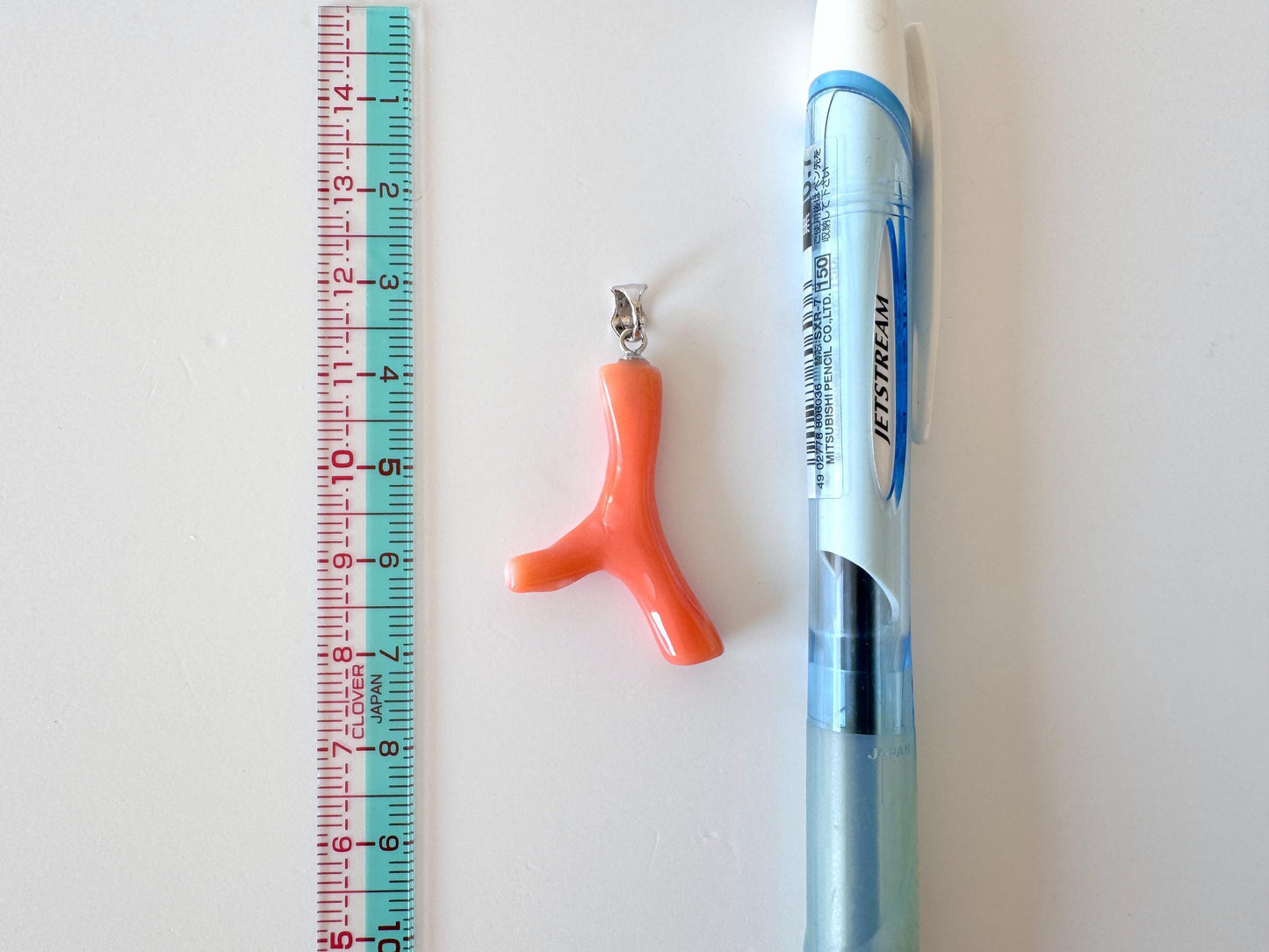 Coral Branch Pendant: Natural Orange Pink Deep Sea Coral, Silver Rhodium-Plated Bail | 32mm, Lightweight Jewelry Accessory