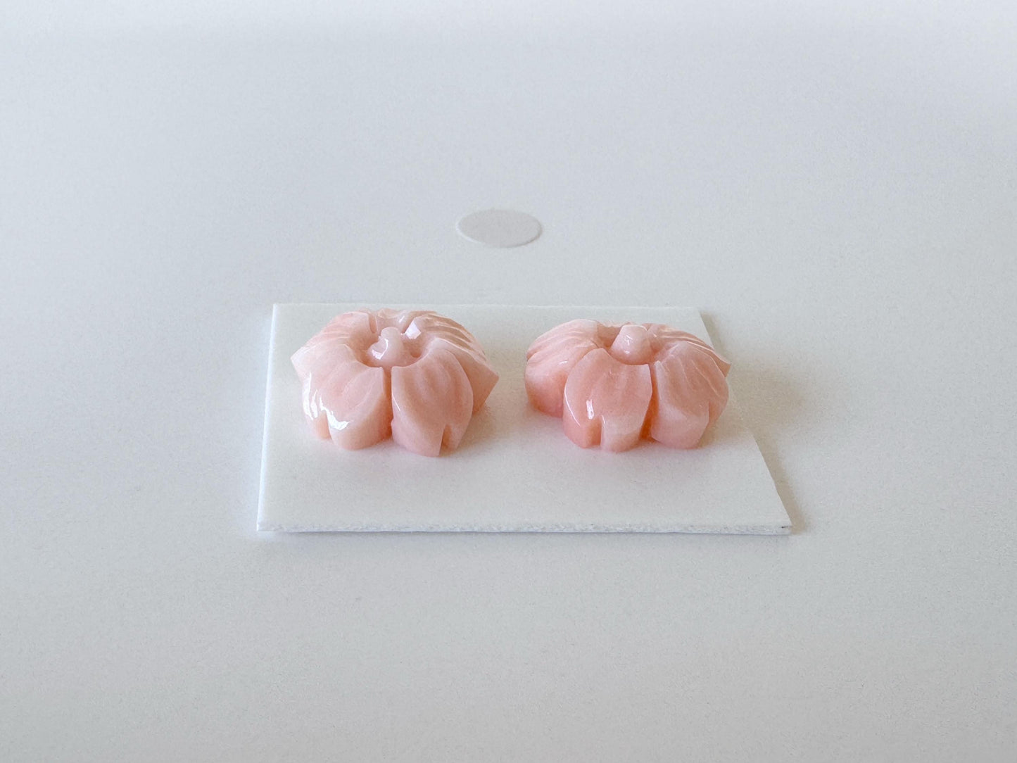 Natural Deep Sea Coral Pink Cherry Blossom Carving Pair – 14.5mm Sakura