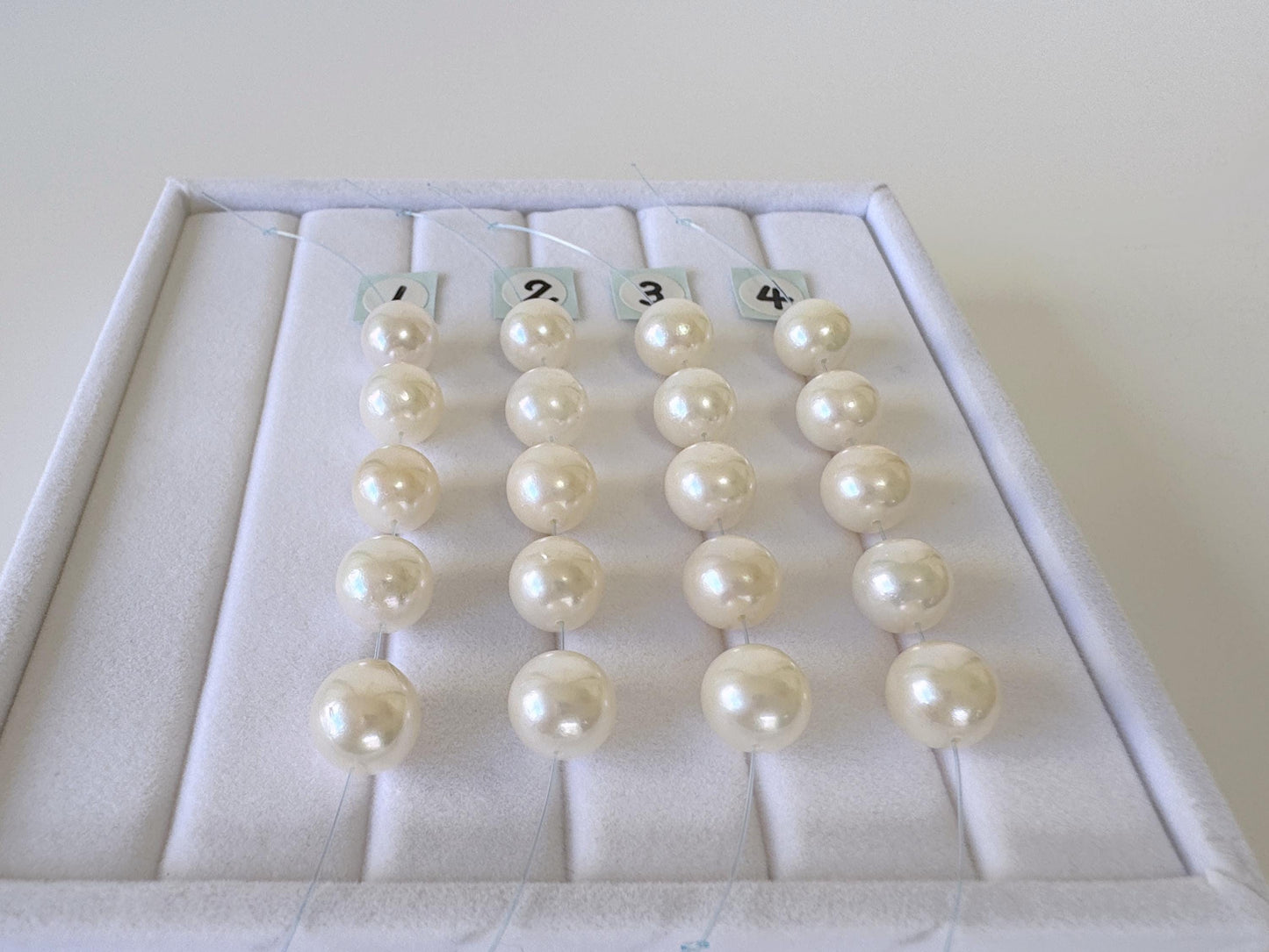 Japanese Akoya Pearl Beads: Cultured White Saltwater Pearls, Mini Strand (8.5-8.7mm, Near-Round, 5 Pieces)