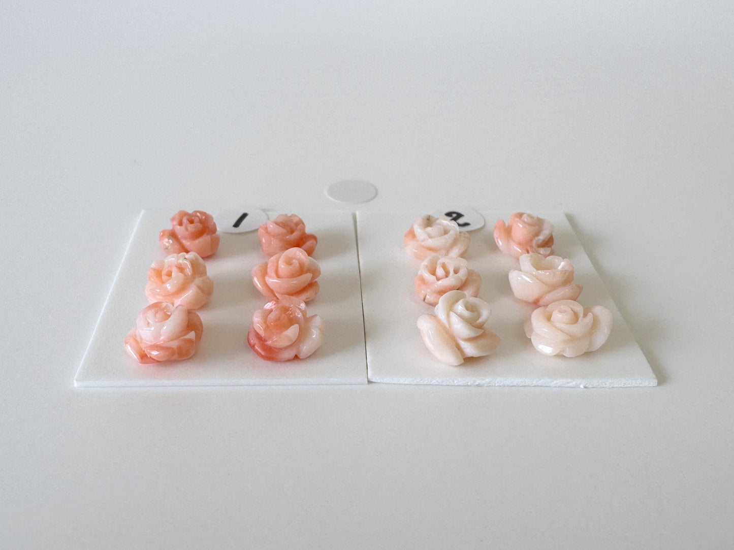 Mix set of 6 pcs of Natural Pink Deep Sea Coral Rose Carvings 7-9mm, Natural color, Value priced for reason of defects, For Jewelry Making