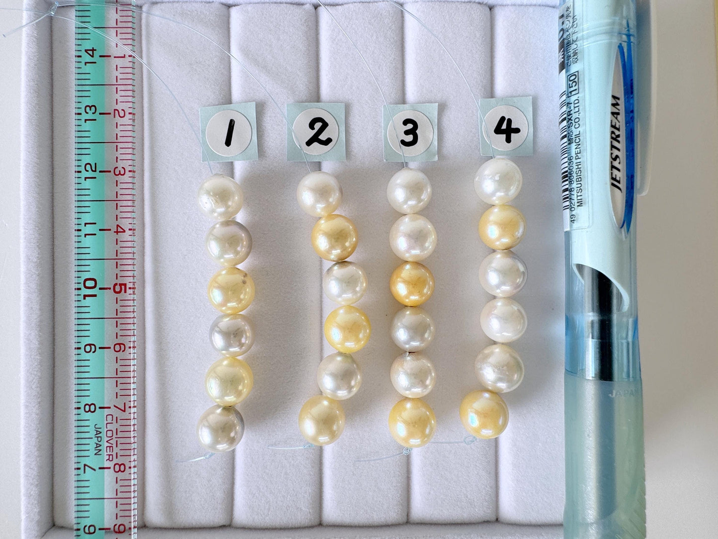 Japanese Akoya Pearl Beads: Natural Blue Silver Yellow - Cultured Saltwater Pearls, 7.5-8mm, Mini Strand Craft Supplies, 6 Pcs Strand