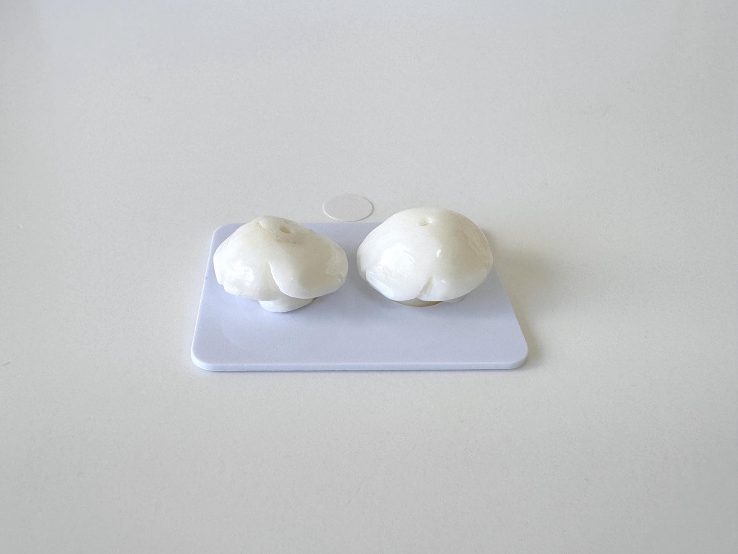 Natural White Coral Rose Loose Pair, 17mm, White Color Rose, Natural Color Coral Rose, Price per Pair, Genuine Precious Coral