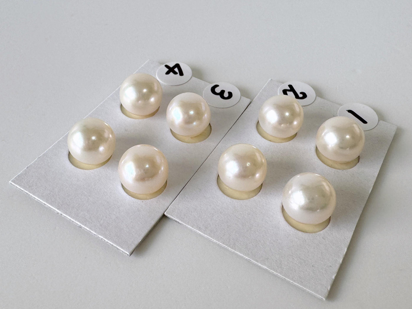 Japanese White Akoya Cultured Pearl 8.5-9mm, Genuine Akoya Pearl, Half-Drilled Round loose, Price per Pair, Salt water pearl