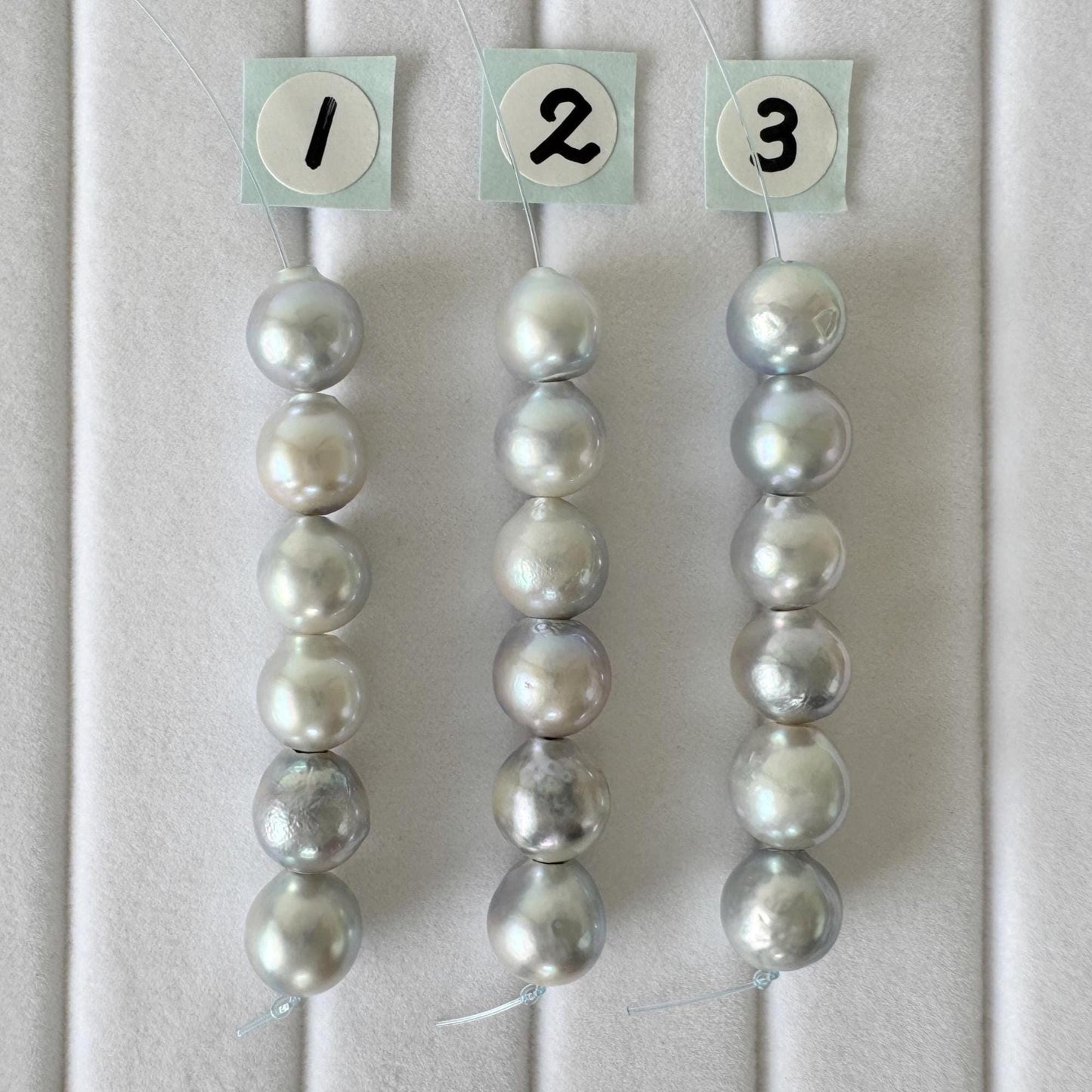 Japanese Akoya Pearl Beads: Natural Blue-Silver Cultured Pearls, Semi-Round Shape (7-7.5mm, Saltwater Mini Strand, 6 Pcs)