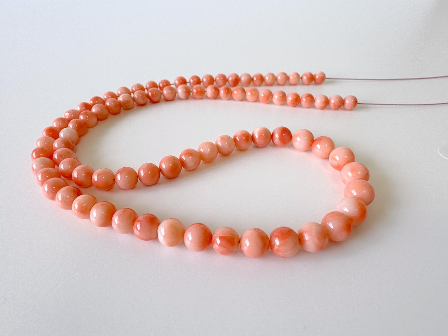 Natural Deep Sea Coral 5-6.6mm Round Beads Strand, Genuine Natural Pink / Orange Color, 42.5cm, 16.7in, For Jewelry Making