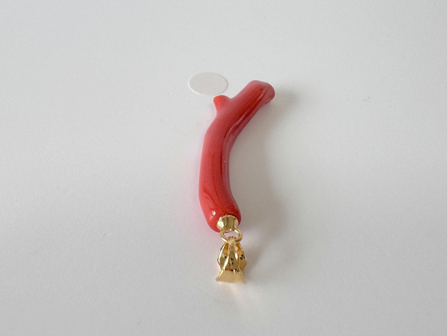 Natural Momo Coral Branch Pendant: Gold-Plated Silver Bail, 35mm