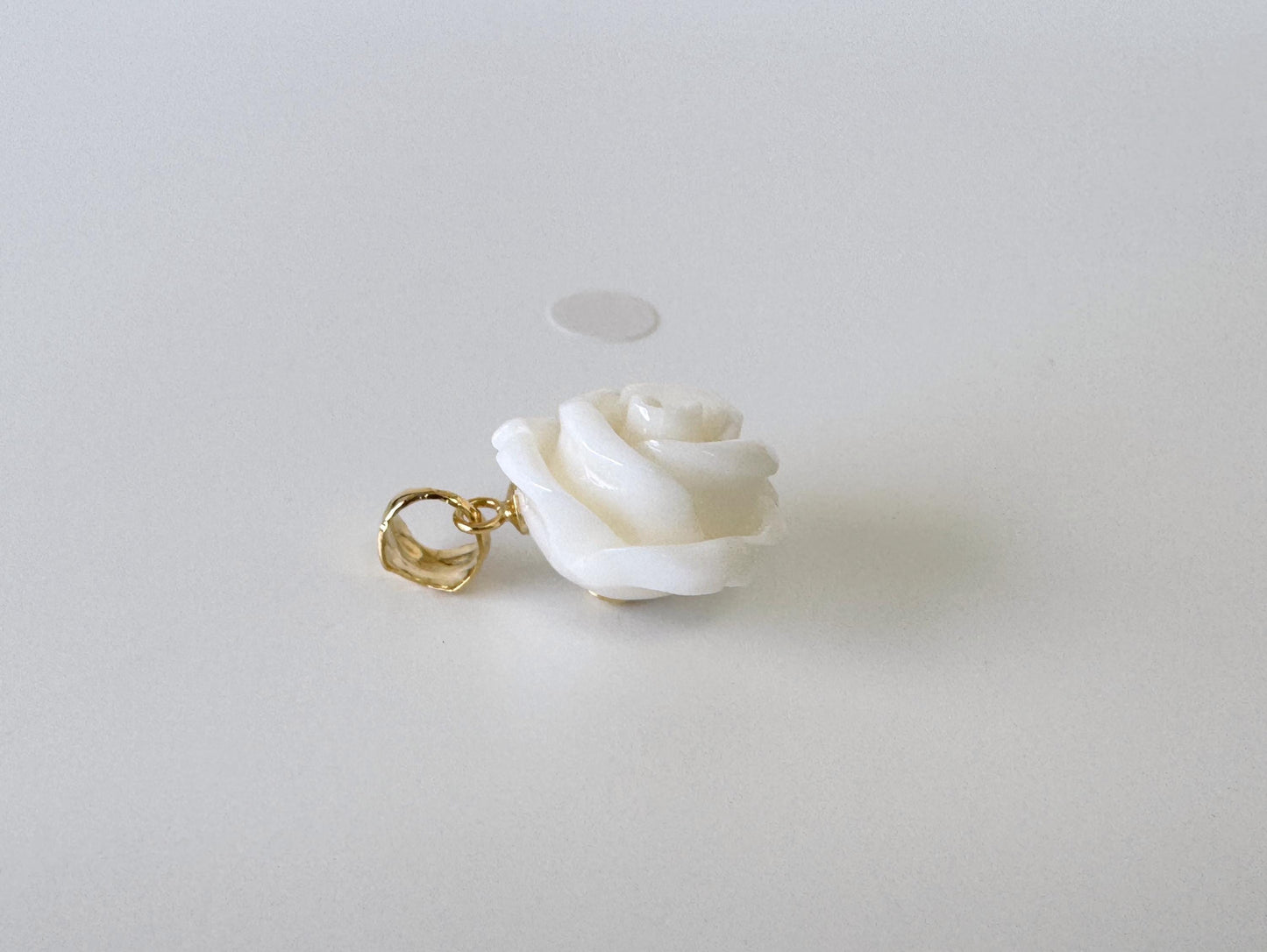 Natural White Coral Rose Pendant, 16x16mm Rose, Natural White Color Coral, Silver (gold plated) Bail, Genuine Precious Coral Pendant