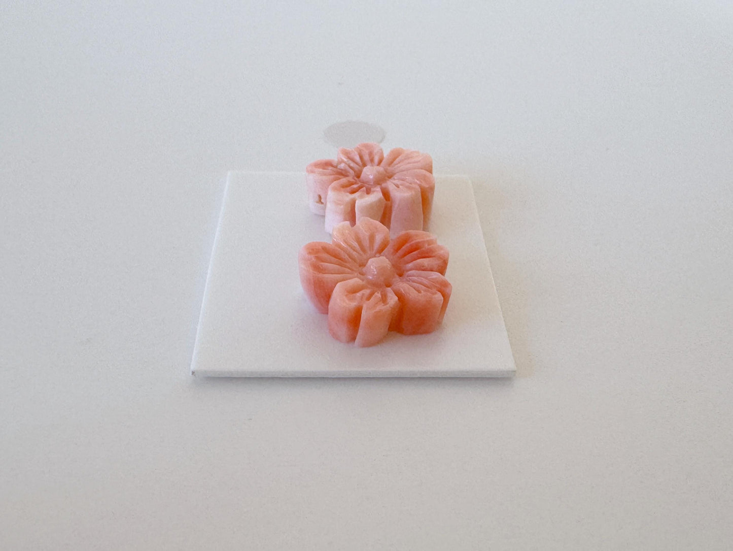 Deep Sea Coral Carving - Natural Pink Orange Sakura Cherry Blossom 14mm Pair for Earrings