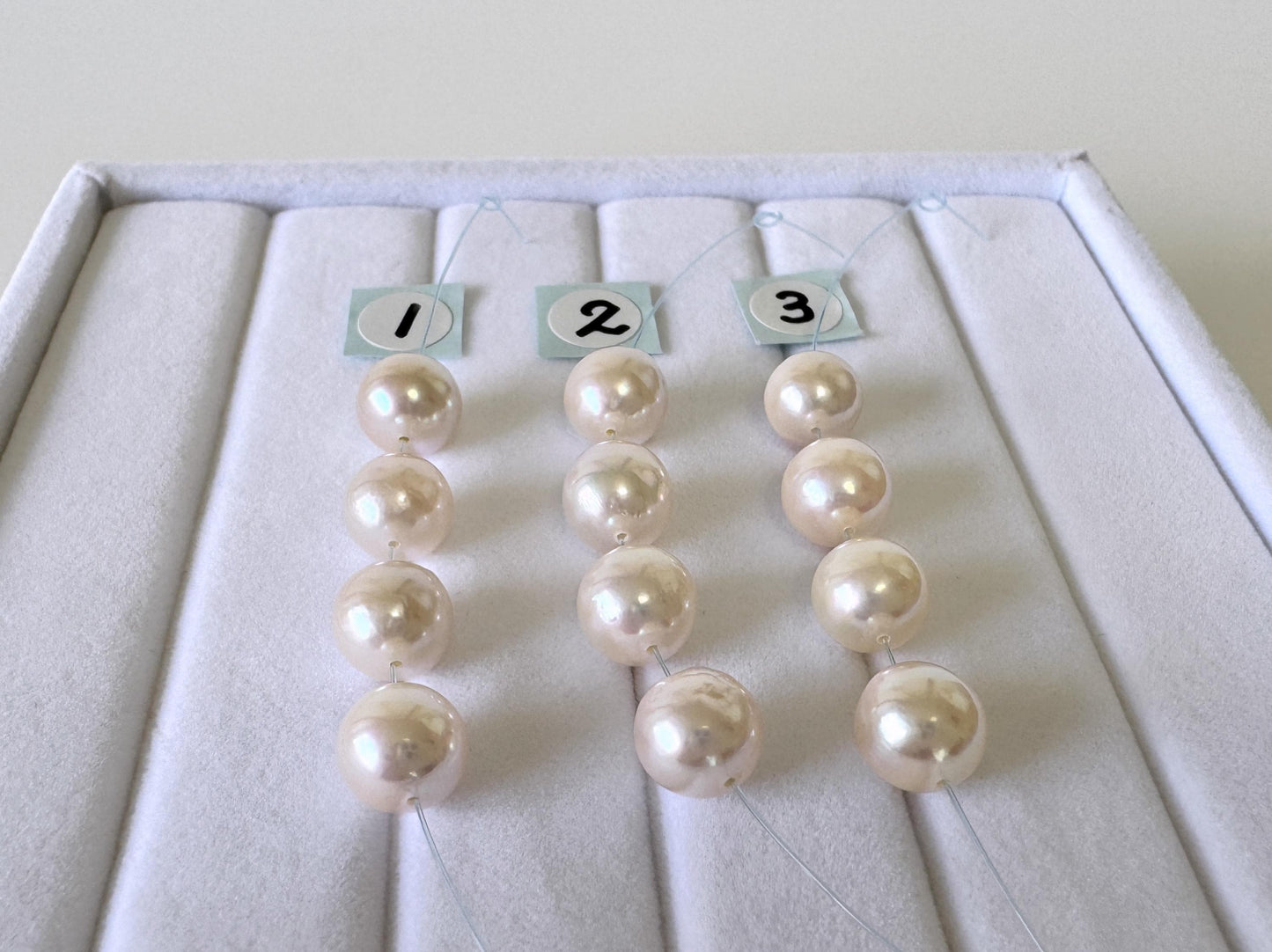 Japanese Akoya Pearl Beads: Cultured White Saltwater Pearls, Mini Strand (7.5-8mm, Near-Round, 4 Pieces)