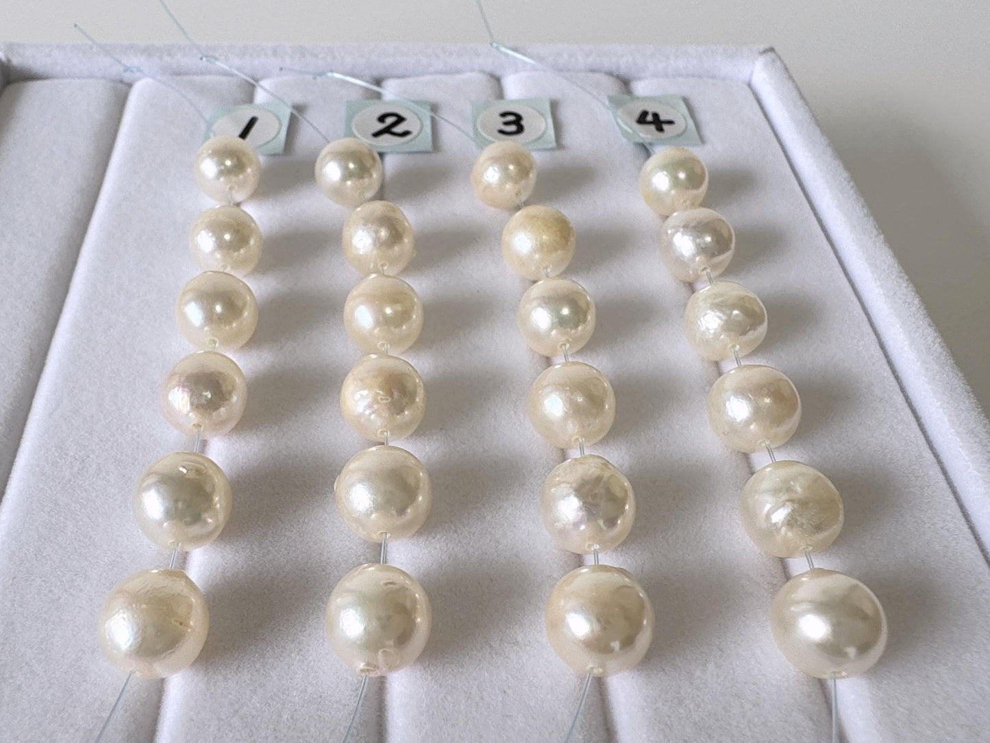 Japanese Akoya Pearl Beads: Cream White Semi-Round/Semi-baroque, 7-7.5mm, Short Strand | Cultured Saltwater, Genuine Gems, 6 Pieces