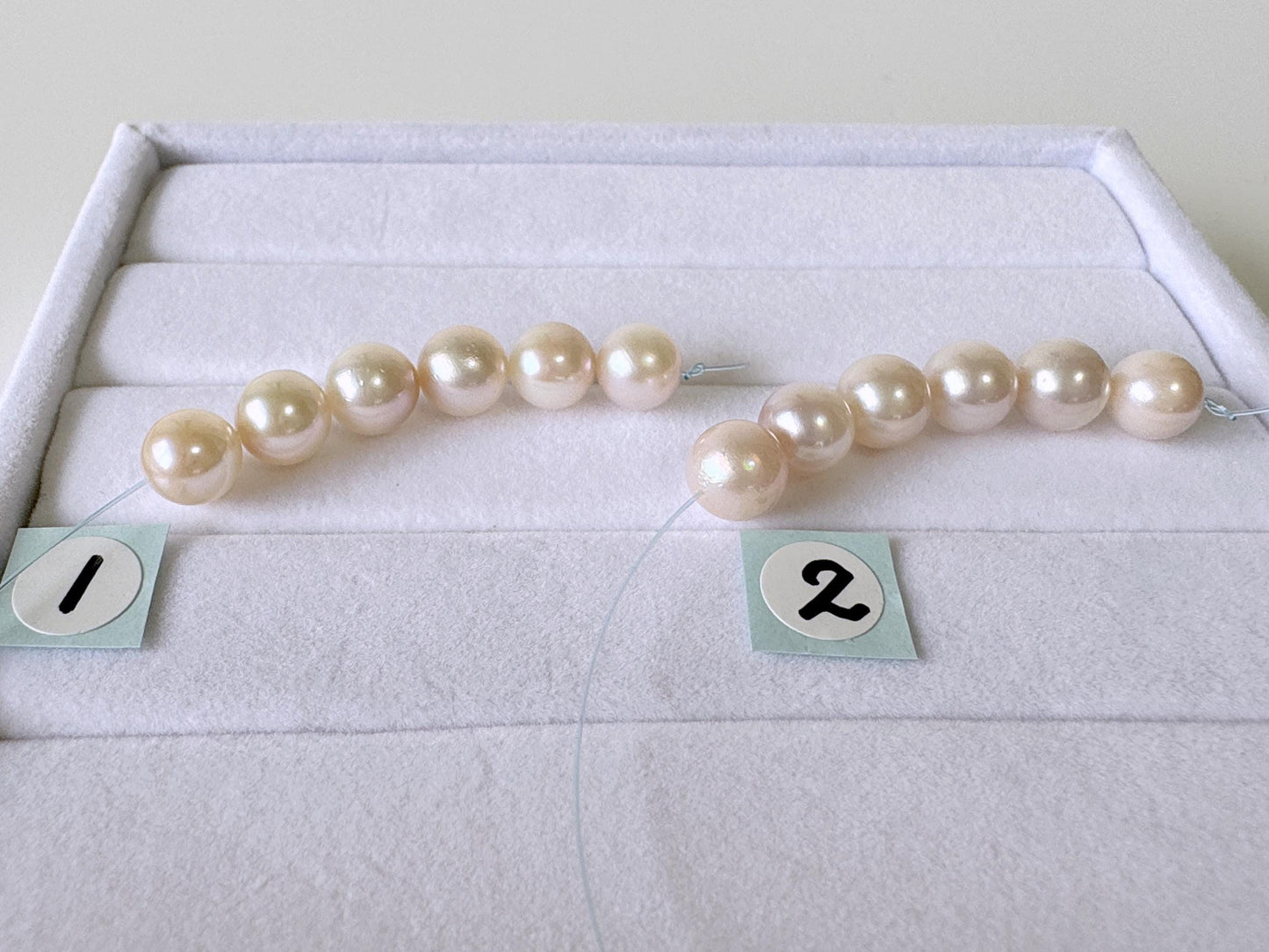 Akoya Pearl Beads Japanese Cultured, White Pink Overtone (Round 6.5-7mm, Saltwater, Mini Strand, 6 Pieces)
