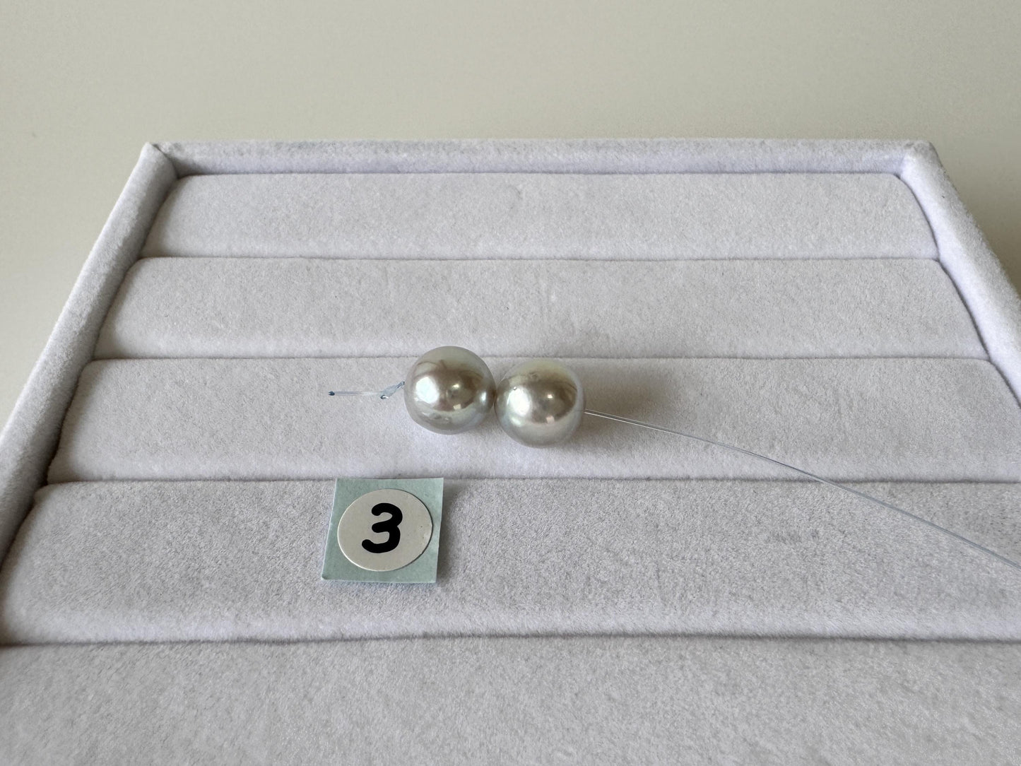 Japanese Blue/Silver (Natural color) Akoya Pearl Beads, 8-8.5mm, Mini Strand, 2 Pieces, Short Strand, Salt water pearl, Genuine Akoya Pearl