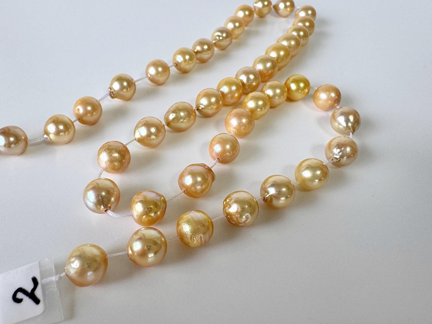 Japanese Akoya Golden Pearl Beads: Approx. 6-9mm Semi-Baroque, Color Treated | Full Strand 42cm, Saltwater Cultured Pearls
