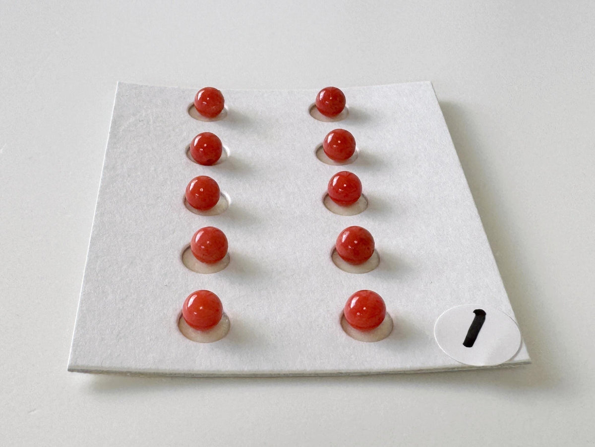 Mediterranean Red Coral Round Loose: Natural Gemstone Beads for Jewelry Making (3.7-4mm, Half-Drilled Hole, Set of 10)