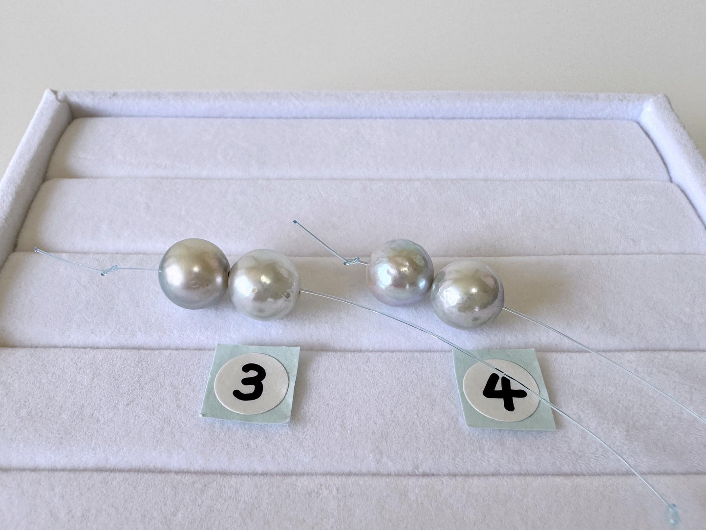Japanese Akoya Pearl Beads Natural Blue Silver, Cultured Saltwater Pearls (8-8.5mm, Genuine, Mini Strand, 2 Pieces)