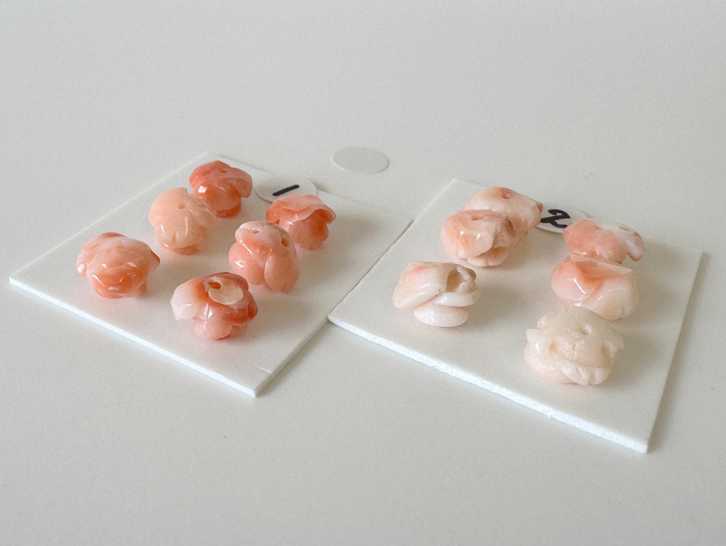 Mix set of 6 pcs of Natural Pink Deep Sea Coral Rose Carvings 7-9mm, Natural color, Value priced for reason of defects, For Jewelry Making