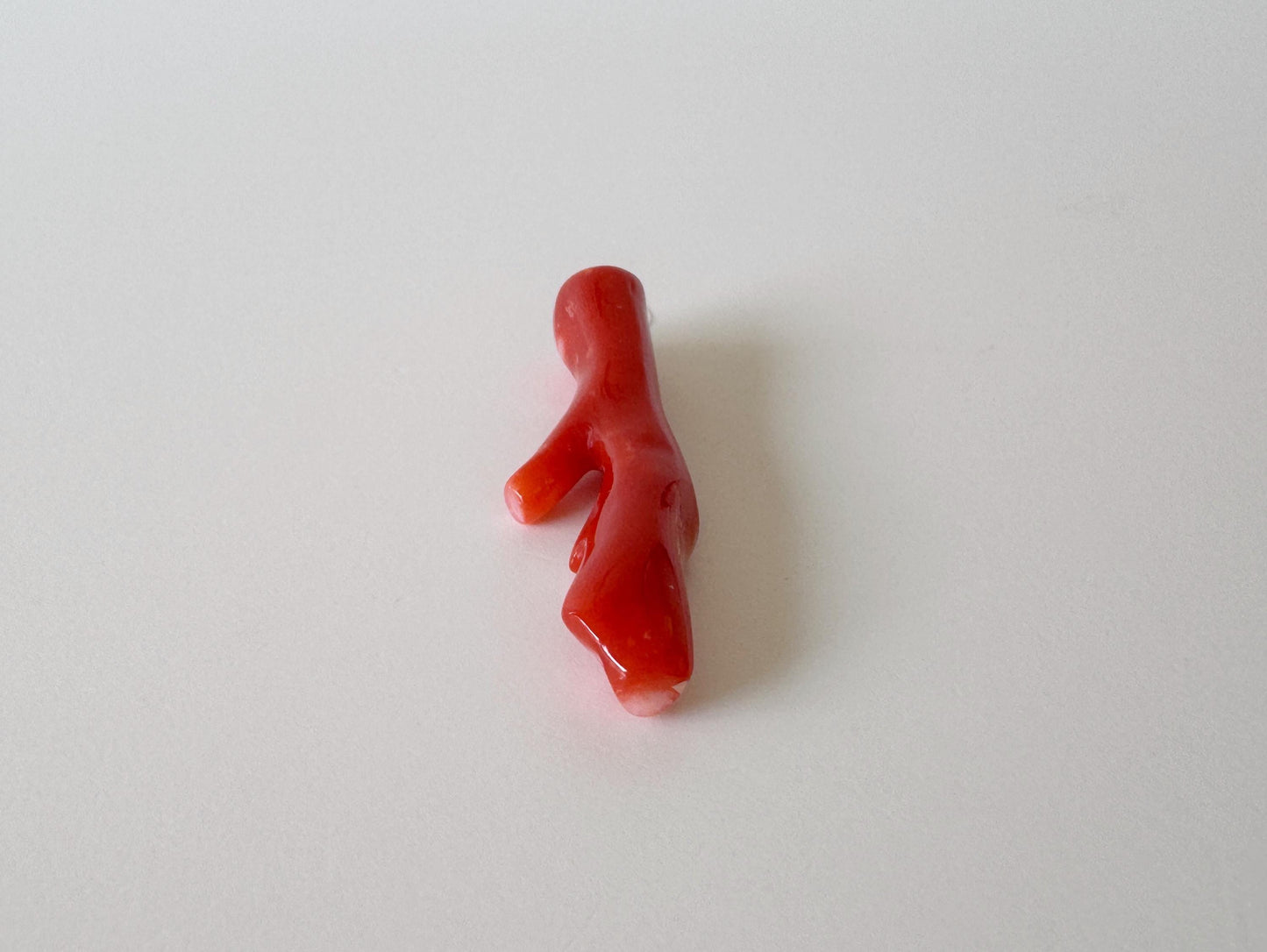 Japanese red(Aka) coral branch, 40mm, Hole on top, Natural red color coral for jewelry making