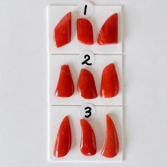 Red Coral Loose Gemstones Natural Set, Mediterranean Red Coral Pieces (3pcs, Undrilled, Organic Shapes for Jewelry)