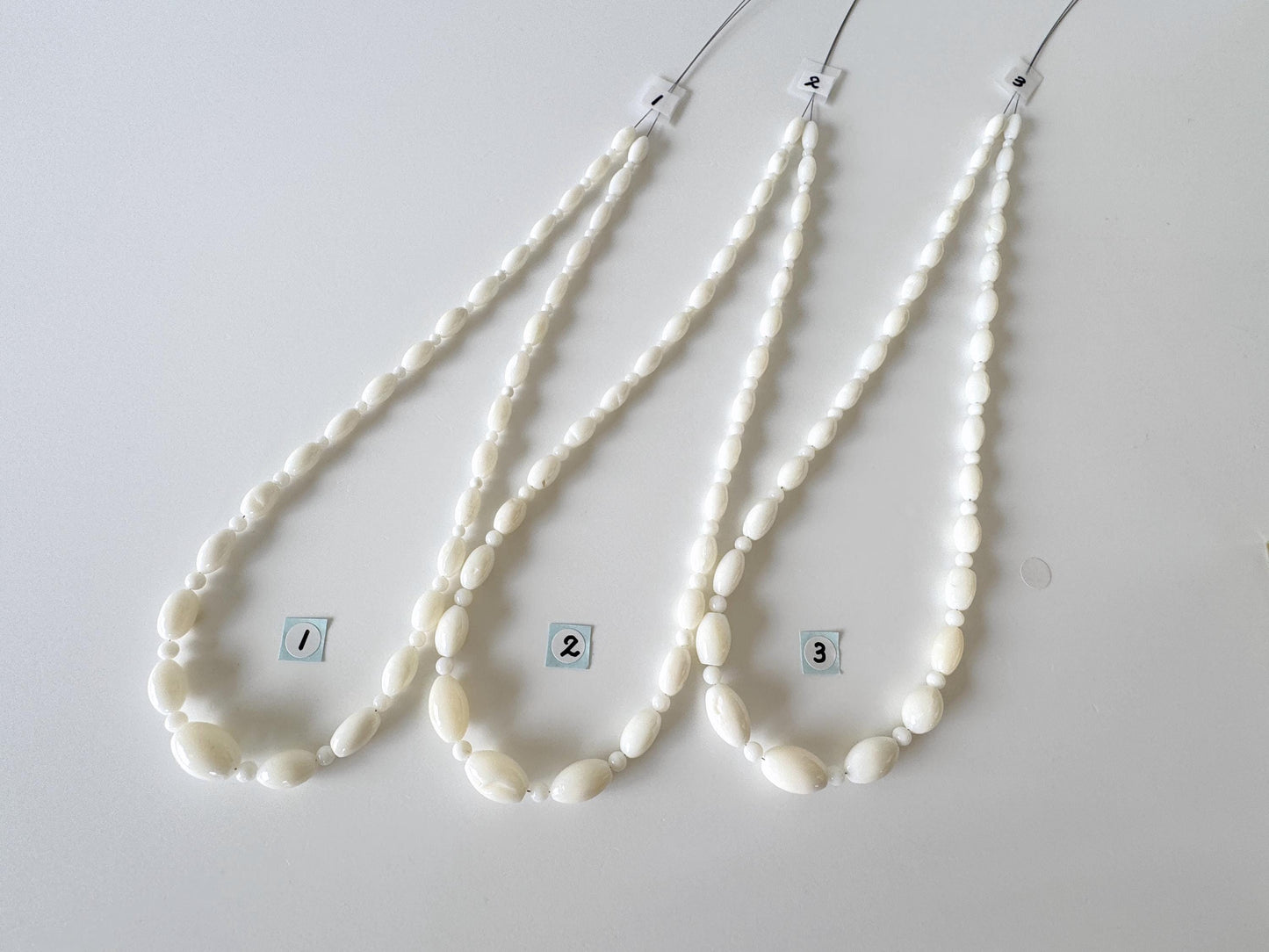 White Coral Bead Strand: Bi-cone & Round Gradation, Jewelry Making (16"-17")