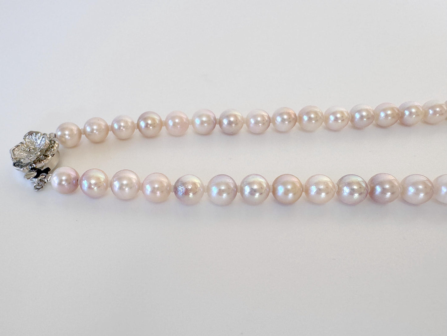 Japanese Akoya Pearl Necklace, 6.5-7mm, Silver Clasp, 45cm