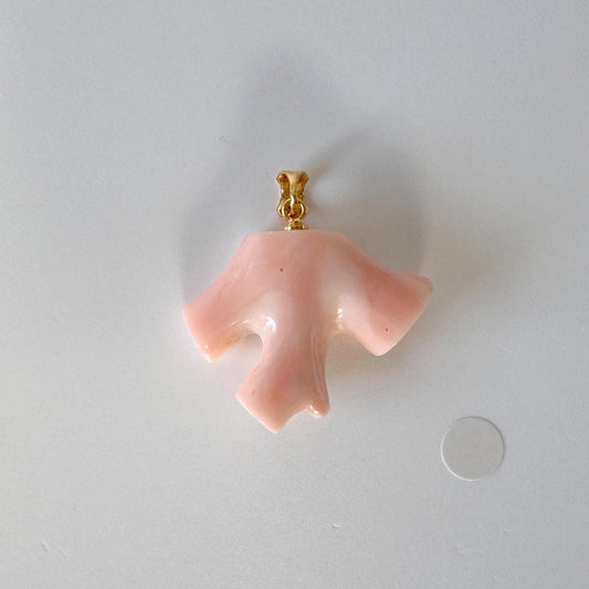 Angelskin color Coral Branch Pendant: Natural Pink Deep Sea Coral, Gold-Plated Silver Bail (24mm)